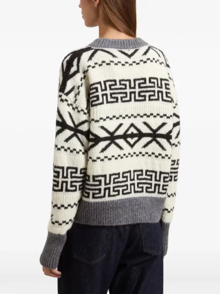 Pulover Woolrich cu decolteu rotund alb