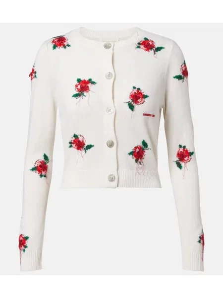 Cardigan Shushu/tong de lână cu model floral alb
