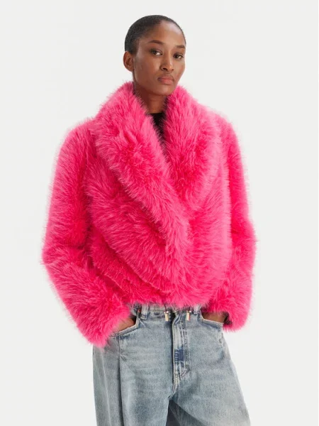 Krzneni plašč Yes London roza