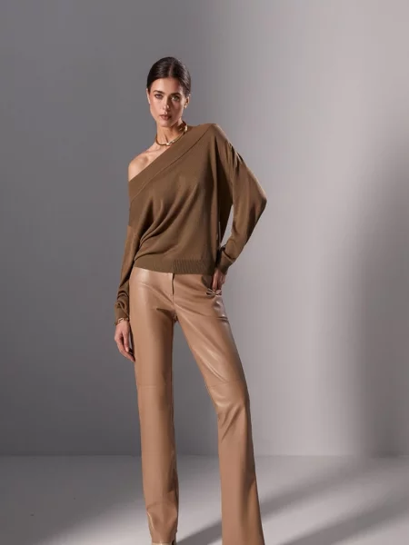 Штани повсякденні TrikoBakh штучна шкіра бежевий