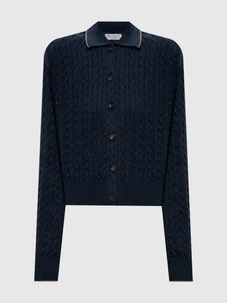 Кардиган з люрексом Brunello Cucinelli синій