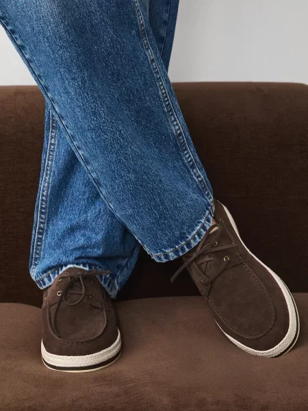 Medicine mocasini bărbătești din piele întoarsă maro