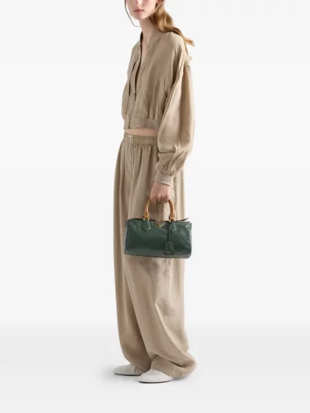 Top Prada din piele verde