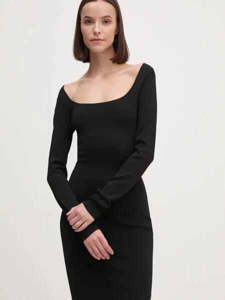 Рокля Calvin Klein Jeans къса с кройка по тялото черно