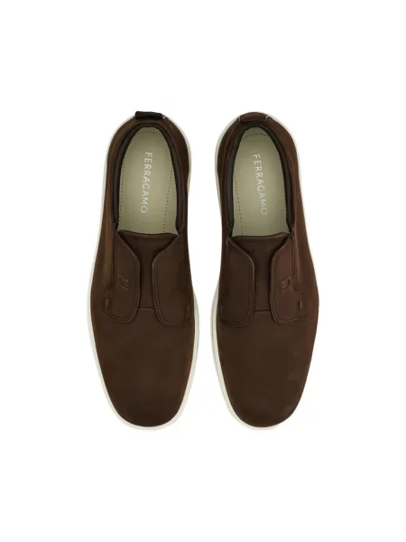 Sneakersy Ferragamo skórzane wsuwane brązowe