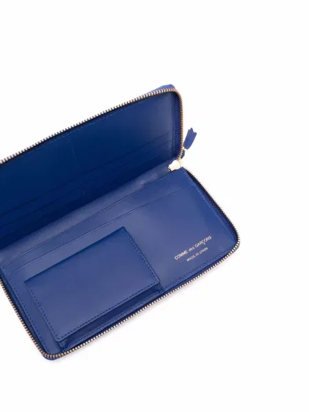 Kožená puntíkatá peněženka Comme Des Garçons Wallet modrá