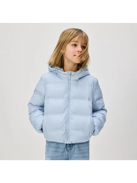 Reserved Prošívaná bunda s kapucí bleděmodrá