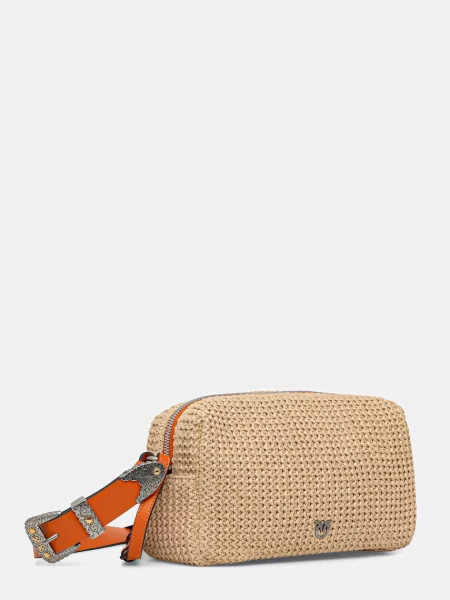 Pinko geantă crossbody pentru femei împletită bej
