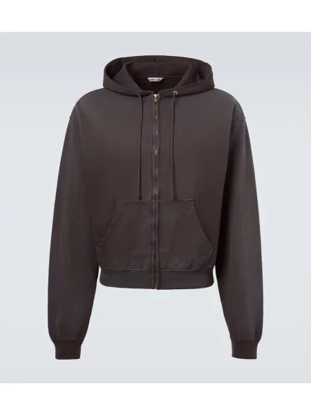 Majica s kapuljačom Auralee od jersey crna