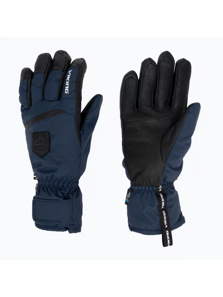 Мъжки скиорски ръкавици Viking Lars Ski navy/black leather черно