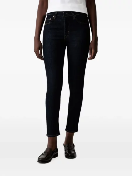 Pantaloni scurți din denim Levi's® din dantelă zdrențuiți cu talie înaltă albastru