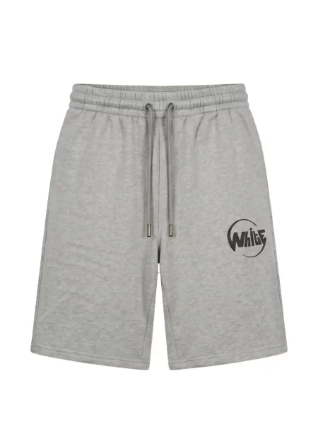 Pantaloni scurți Off-white cu imagine cu cordon alb