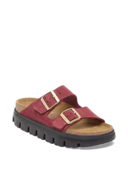 Papuci Birkenstock cu platformă cu cataramă roșu
