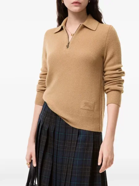 Lung tricou polo Burberry din cașmir
