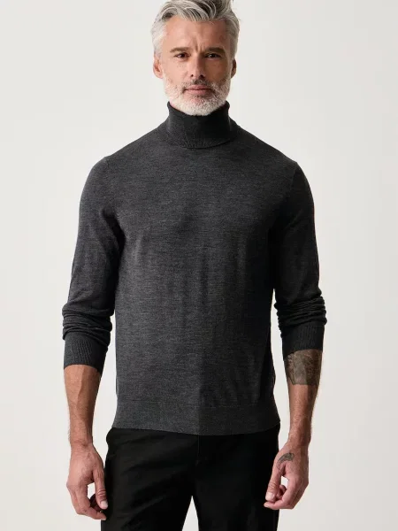 Pulover Tommy Hilfiger de lână cu guler înalt gri