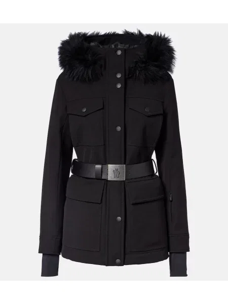 Jeździć na nartach kurtka narciarska Moncler Grenoble z kapturem czarna