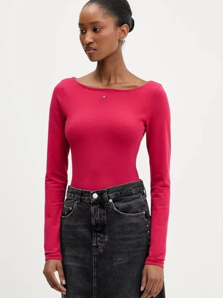 Блуза с дълги ръкави Tommy Jeans розово
