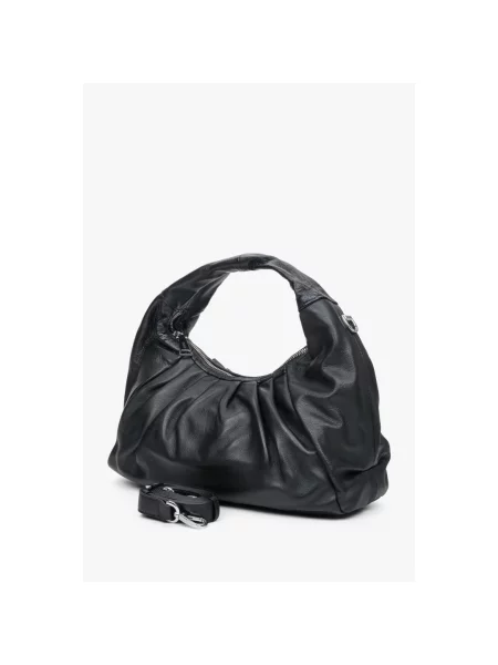 Кожаная сумка хобо Estro черная
