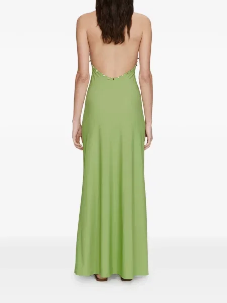 Rochie Christopher Esber cu gât halter de costum verde