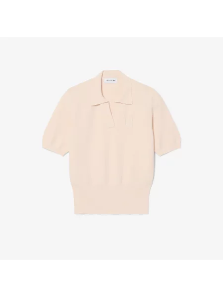 Lacoste Dziana Koszulka Polo Regular Fit Z Otwartym Kołnierzykiem I Naszywką różowa