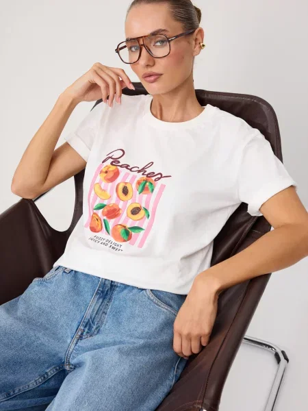 Trendyol Tricou ecru / portocaliu / roz / bordeaux roșu