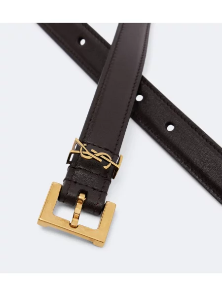 Cu centură curea Saint Laurent din piele maro