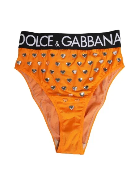 Majtki briefs Dolce And Gabbana z wysoką talią pomarańczowe
