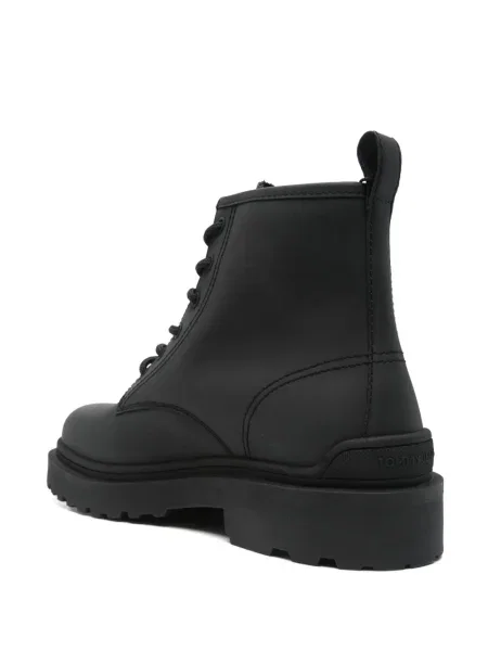 Botine Tommy Jeans cu șireturi din piele negru