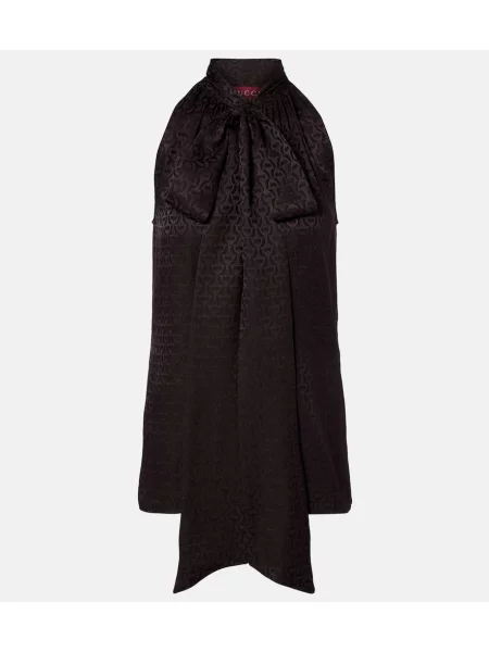 Top Gucci de mătase cu legături maro