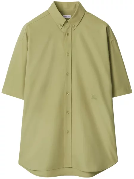 Cămașă Burberry cu broderie din poplin verde