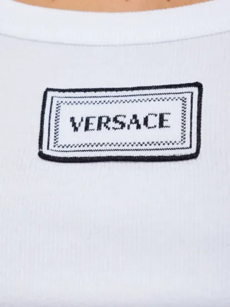 Top Versace cu broderie alb