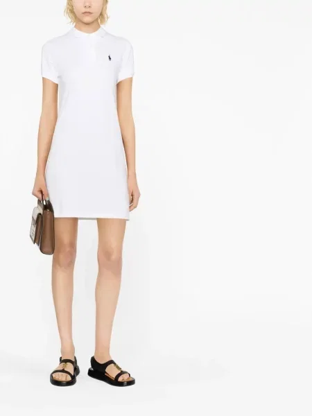 Haftowane polo Polo Ralph Lauren bez rękawów garniturowe białe