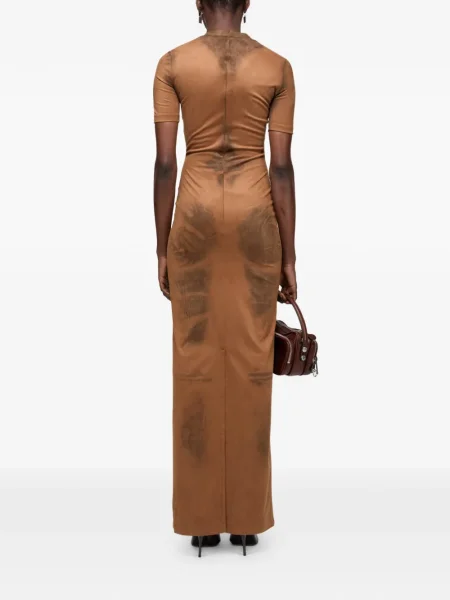 Rochie maxi Acne Studios cu imagine scurtă de costum maro