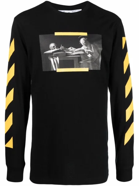 Tricou Off-white cu imagine lung alb