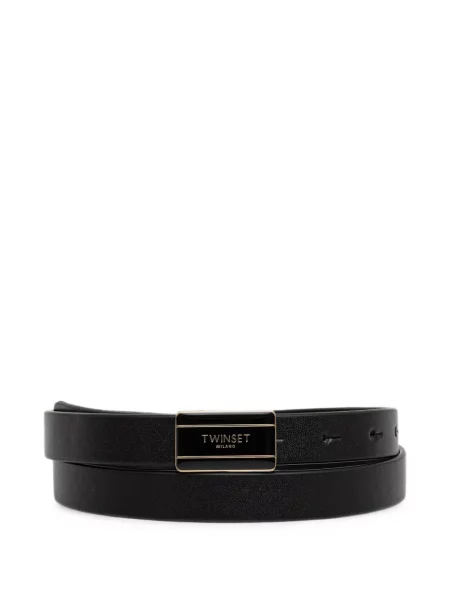 Curea Twinset din piele cu autograf negru