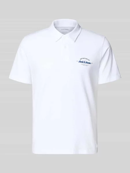 Koszulka polo z nadrukiem z logo model BRANDON' Jack & Jones biała