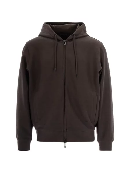Hanorac cu glugă Emporio Armani din jacard maro