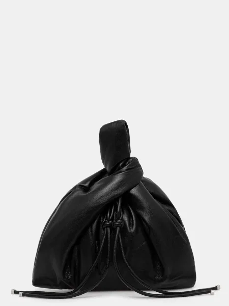 Кожена чанта Nanushka JEN DRAWSTRING черно