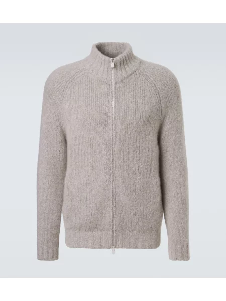 Cardigan Brunello Cucinelli de mătase gri