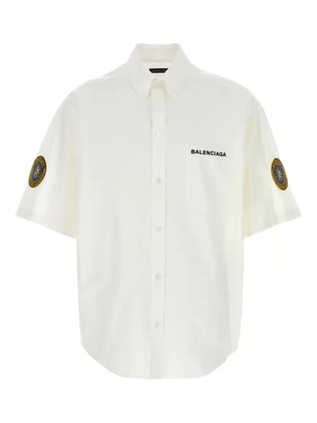 Къс риза Balenciaga бродирана бяло