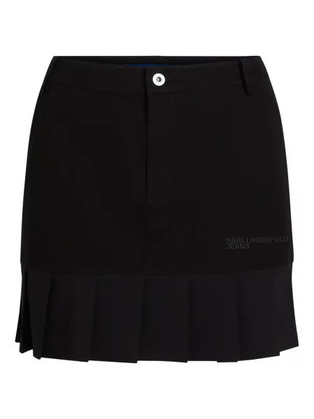 Fustă din denim Karl Lagerfeld Jeans plisată negru