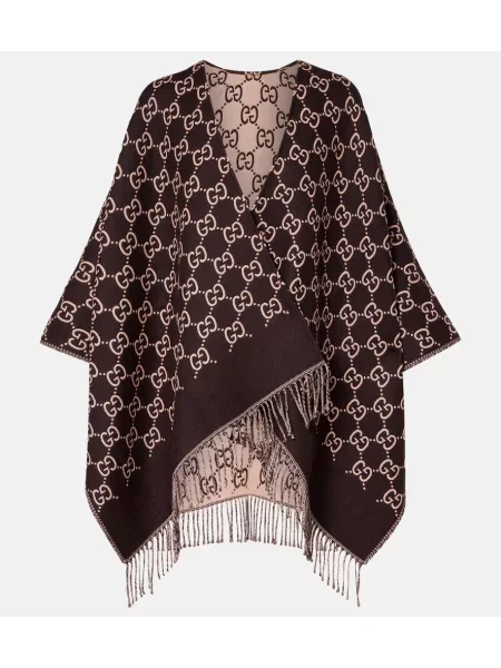 Poncho Gucci de lână maro