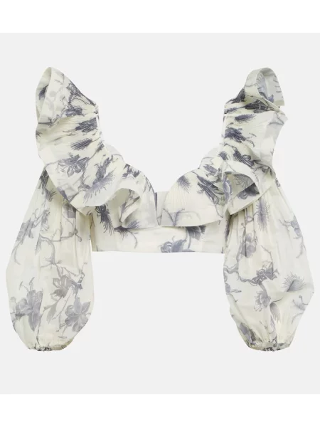 Cropp top Zimmermann cu model floral alb