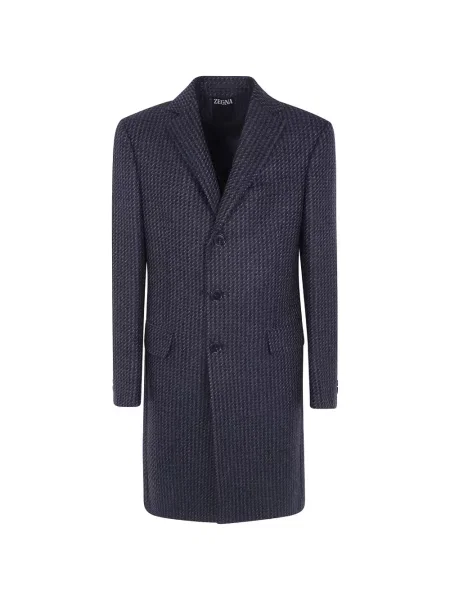 Palton Zegna de lână cu două rânduri de nasturi albastru