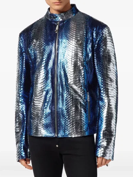 Geanta de piele Philipp Plein albastru