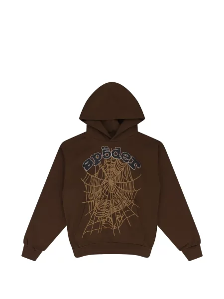 Кристал суичър с качулка Sp5der кафяво
