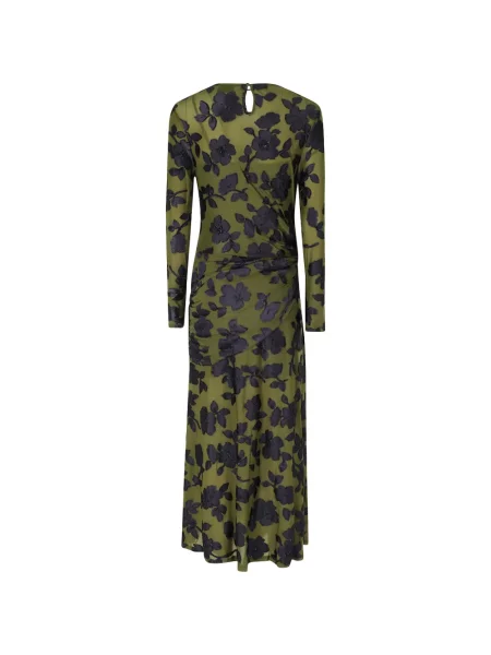 Rochie maxi Isabelle Blanche cu model floral verde