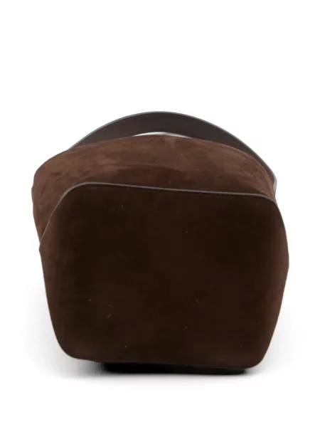 Кожена малък кожена чанта The Row кафяво