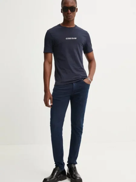 Guess Jeans T-Shirt Granatowy niebieska