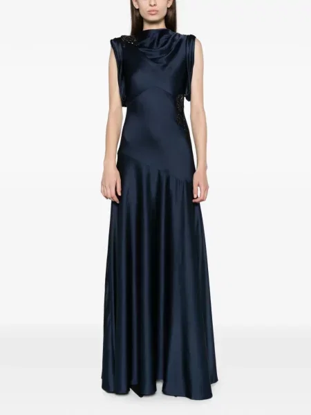 Rochie Erdem din satin drapată albastru
